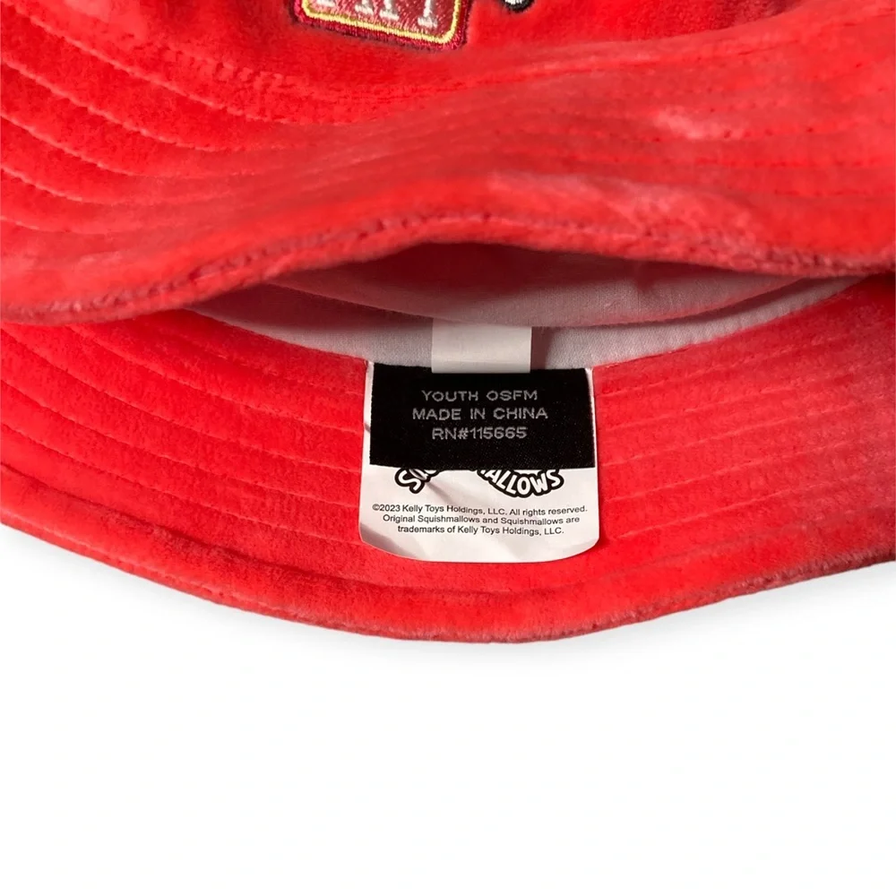 Fifi Fox Original Squishmallows Bucket Hat Cap Velour Coral Pink Soft Rainbow
